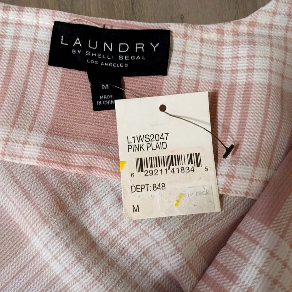 Laundry pink plaid crossover bodice with knot top nwt - Picture 14 of 15